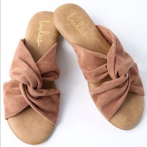 Lulus Santana Camel Suede Slide Sandals women’s size 11